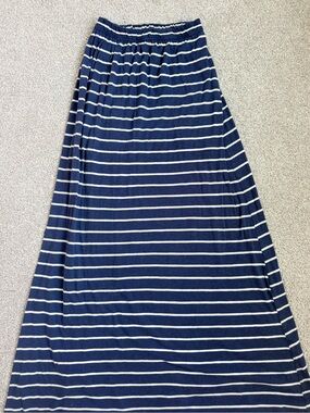 Hollister Navy and White Striped Maxi Skirt
